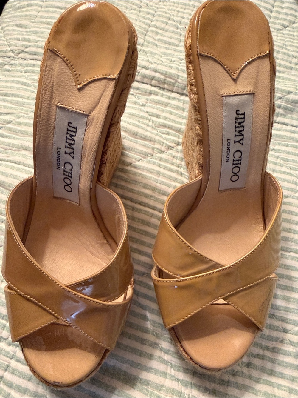 Jimmy Choo Crisscross Espadrille Wedge Sandals